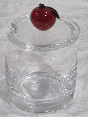 Vintage Art Glass Jam Jar Or Honey Jar